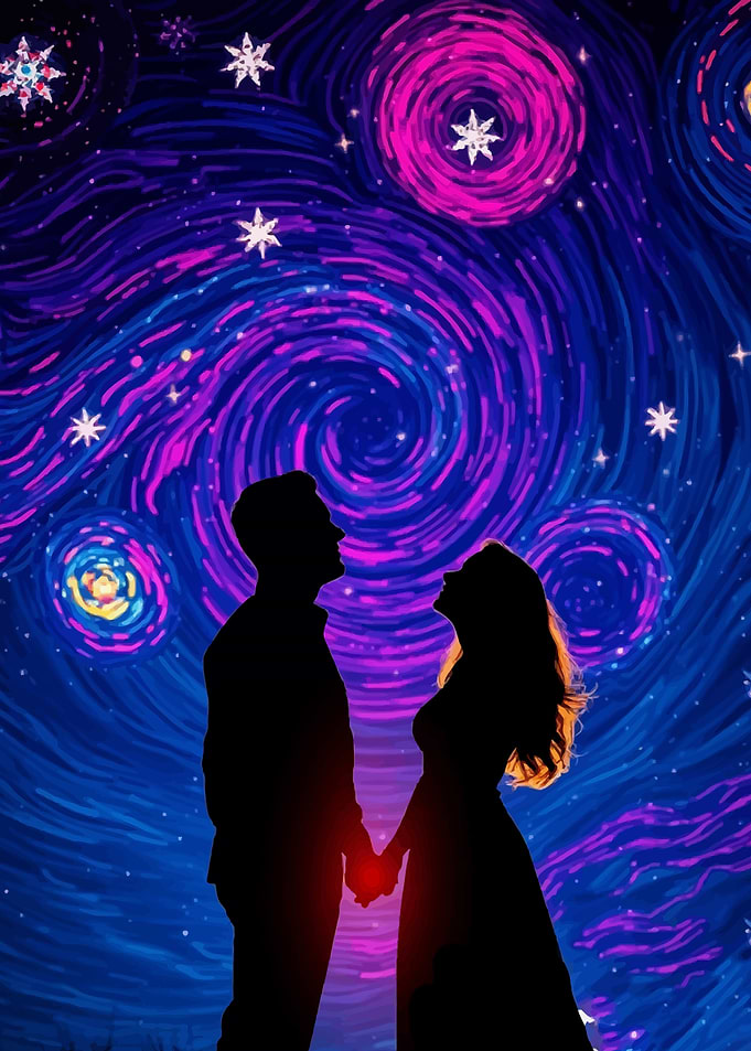 Romantic Silhouettes Under Starry Night
