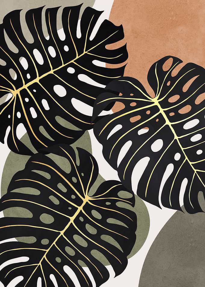 Gold Leaf Tropical Art