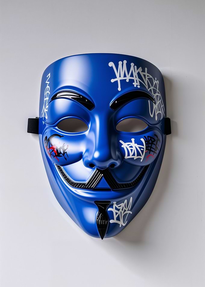 V for Vendetta Graffiti Mask - Blue