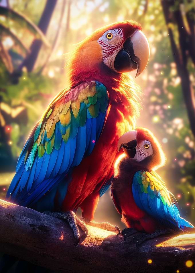 Scarlet Macaw Family
