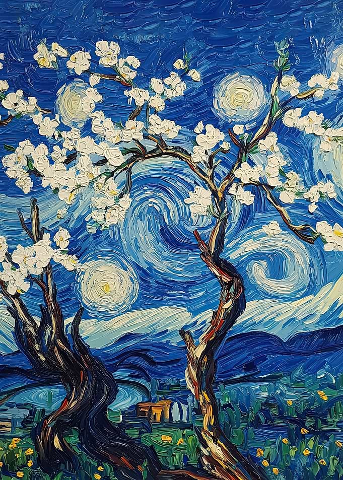 Starry Night Almond Blossoms