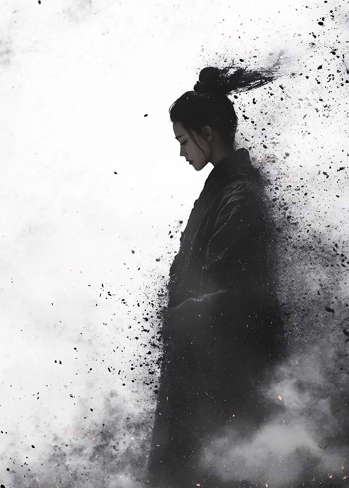 Woman Disintegrating into Dust