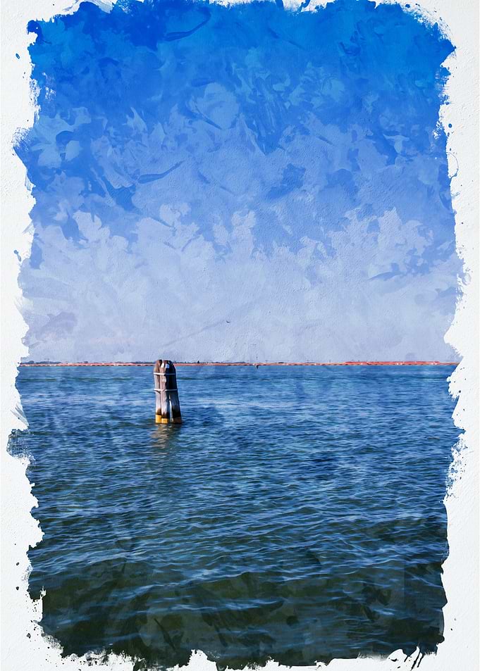 Single Wooden Post in Calm Water