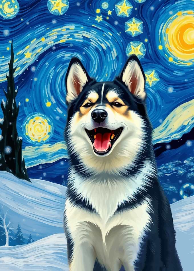 Siberian Husky Starry Night