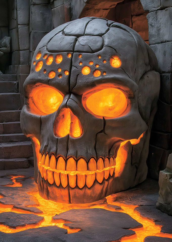 Glowing Skull Statue