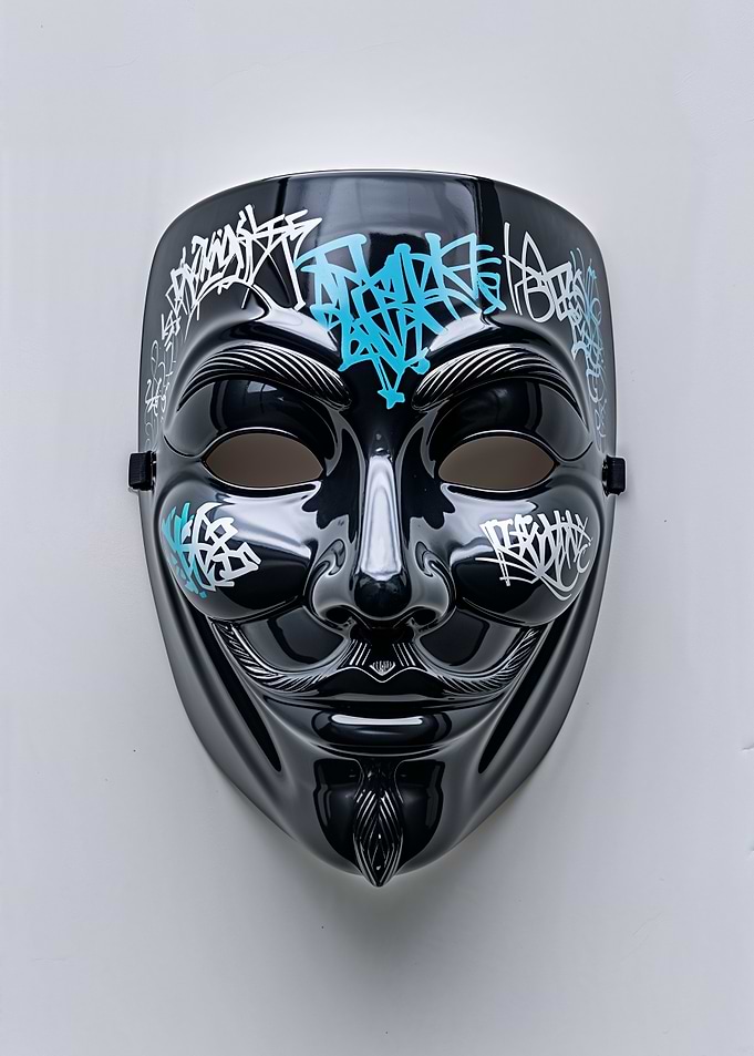 V for Vendetta Graffiti Mask - Black