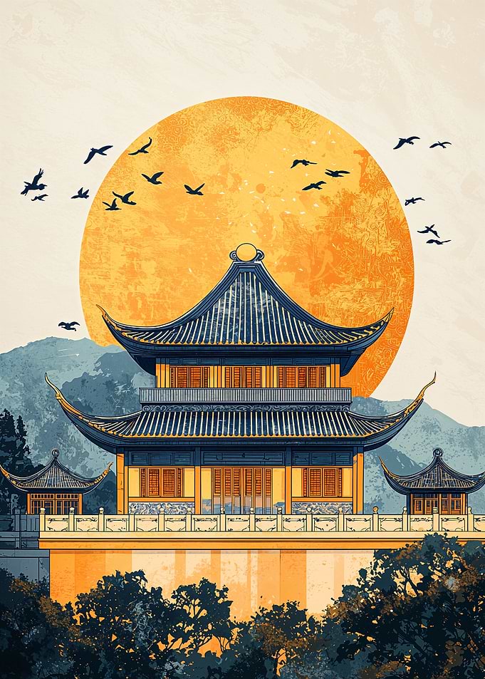 Chinese Temple Sunset