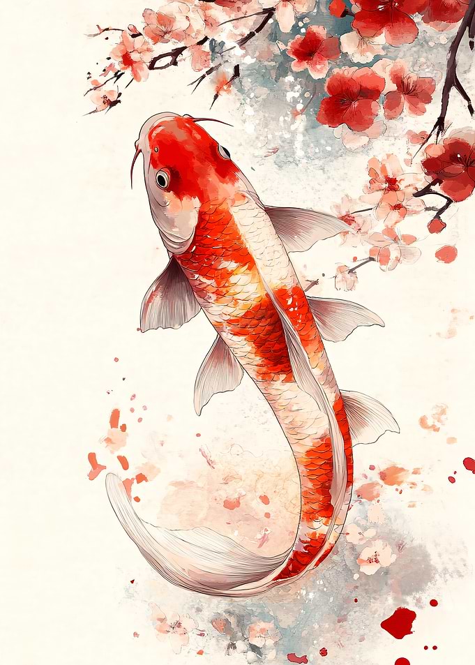 Koi Fish Watercolor Art