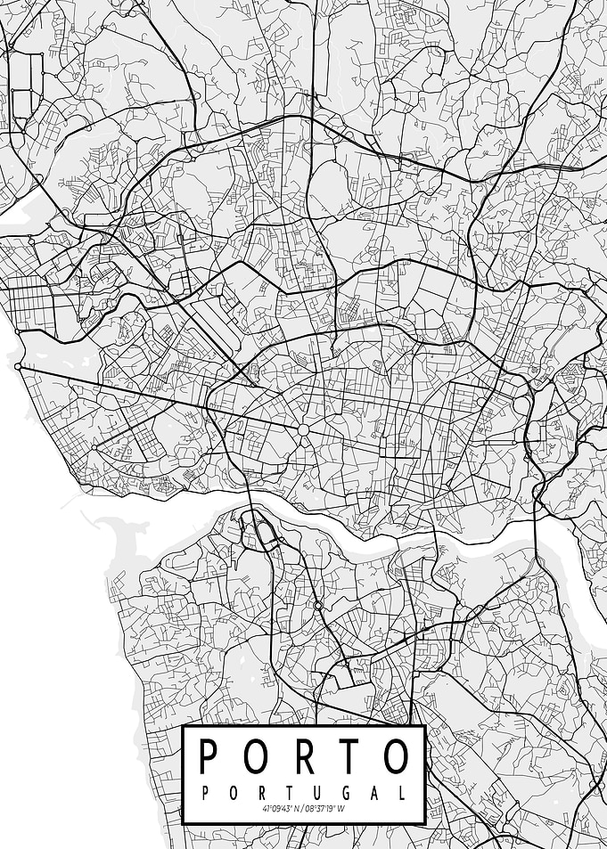 Porto City Map Portugal Light
