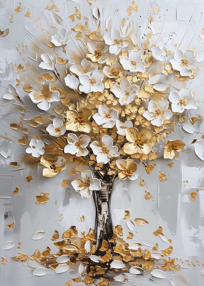Golden Blossom Tree Painting