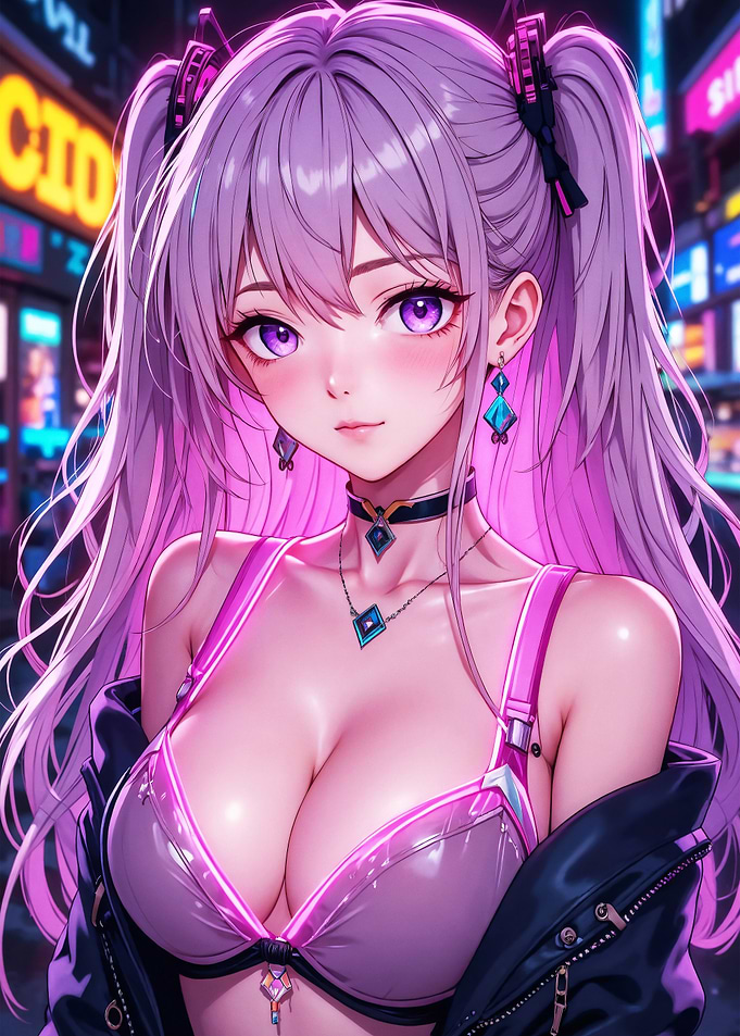 Anime Girl with Purple Hair
