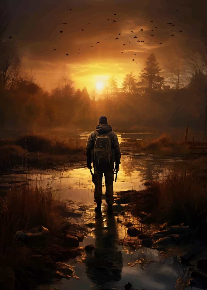 Lone Figure at Sunset