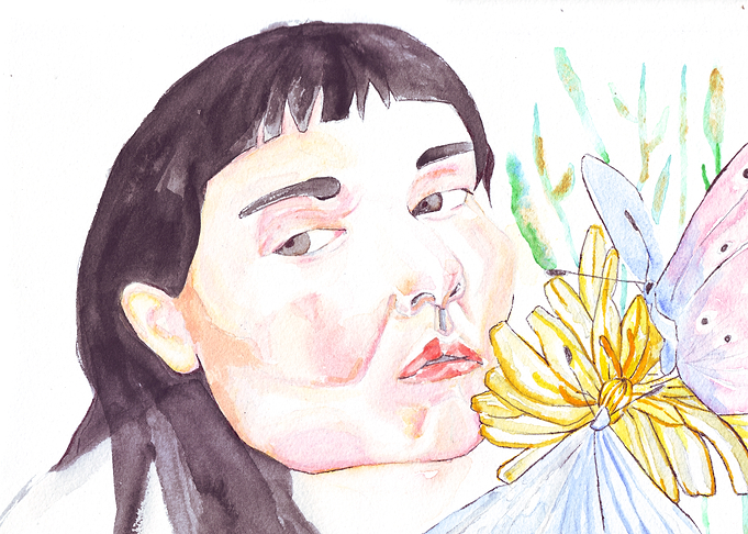 Woman Portrait and Butterfly