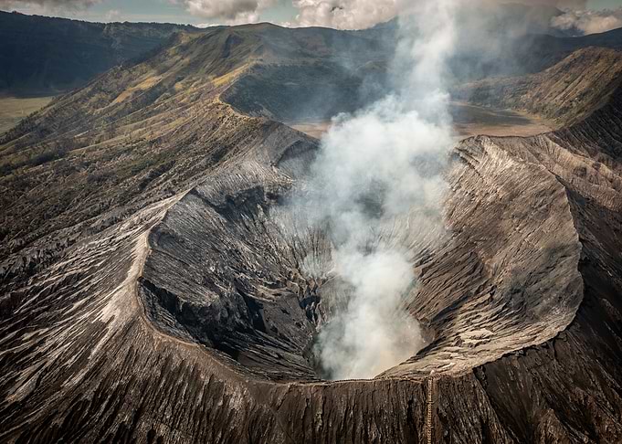 Bromo Volcanic Crater Aerial View