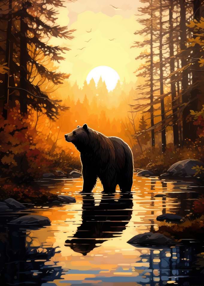 Bear in Golden Forest
