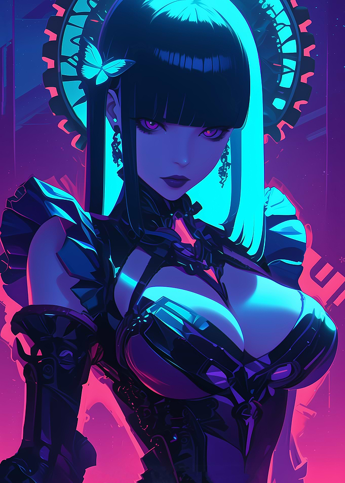 Cyberpunk Anime Girl Gaming