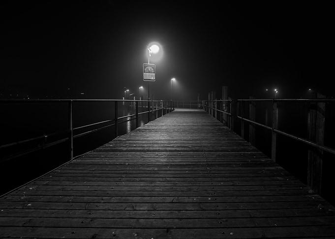 Silent Pier - A Monochrome Night in Zürich
