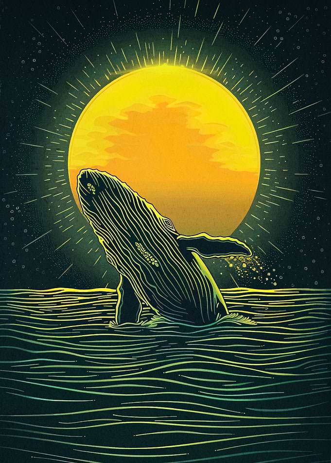 Whale Leaping Sunset