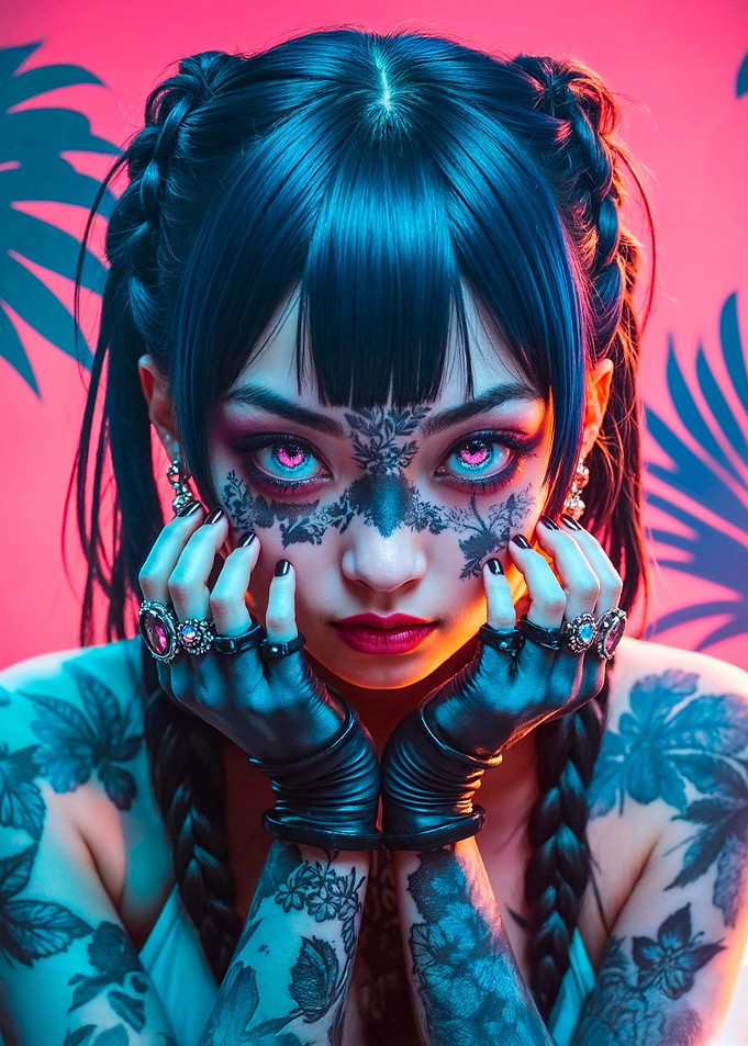 Cyberpunk Tattooed Woman