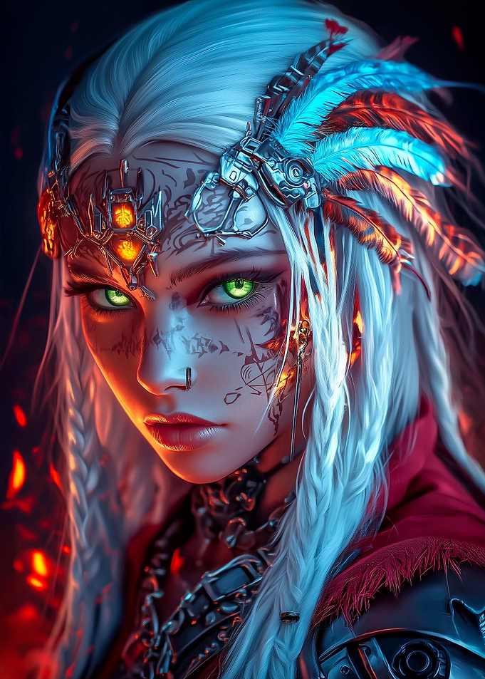 Cyberpunk Warrior Woman