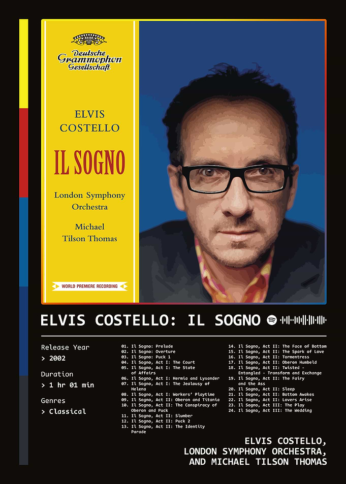 Elvis Costello: Il Sogno (2002) Album by Elvis Costello, London Symphony Orchestra, and Michael Tilson Thomas