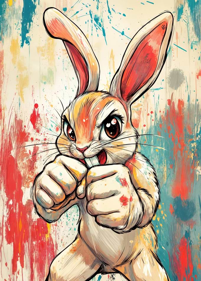 Bunny Boxer Animal Poster