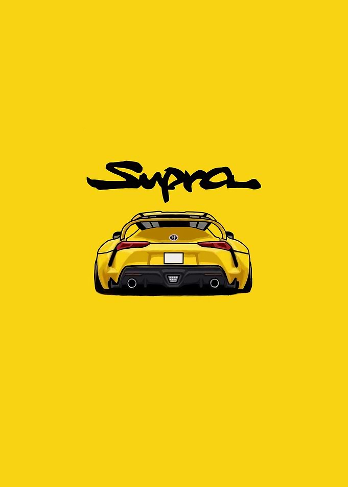 Yellow Supra simple car artwork