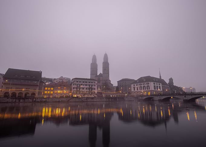 Zurich Cityscape in Fog
