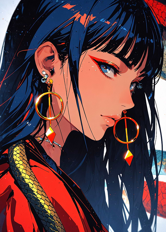 Anime Girl with Snake