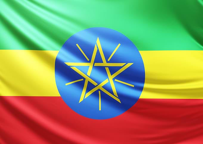 Ethiopian Flag, realistic flag of ethiopia