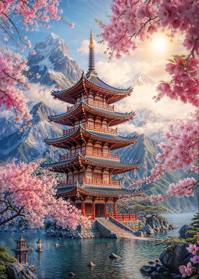 Pagoda By The Lake