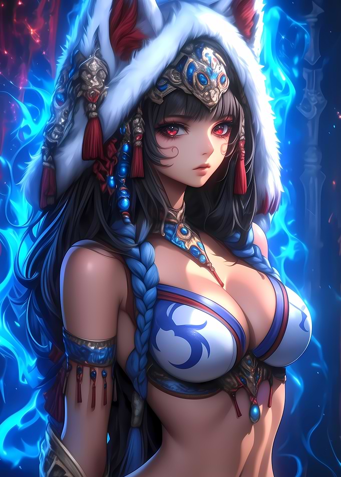 Anime Girl with Wolf Hood Gaming
