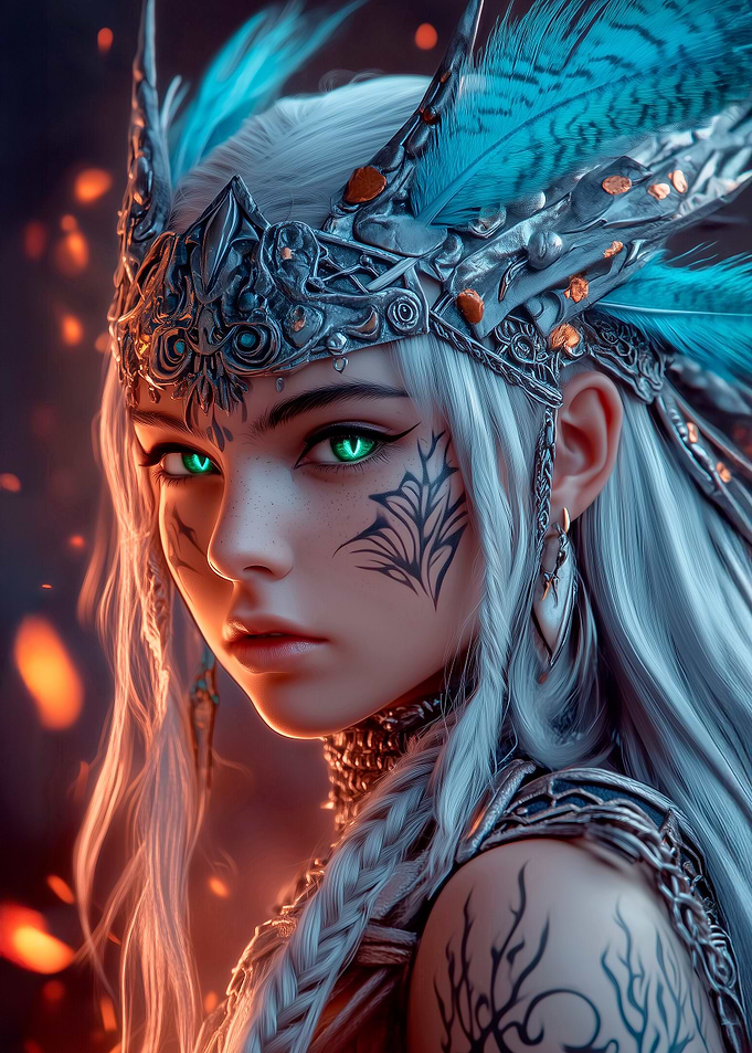 Warrior Woman with Silver Crown