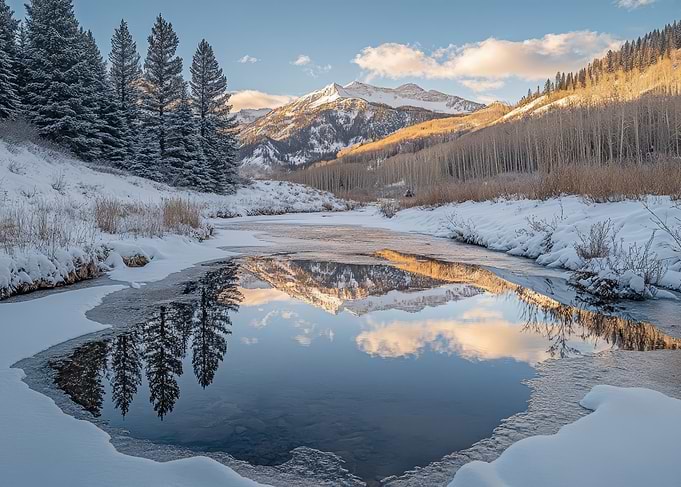 Snowy Mountain Reflection