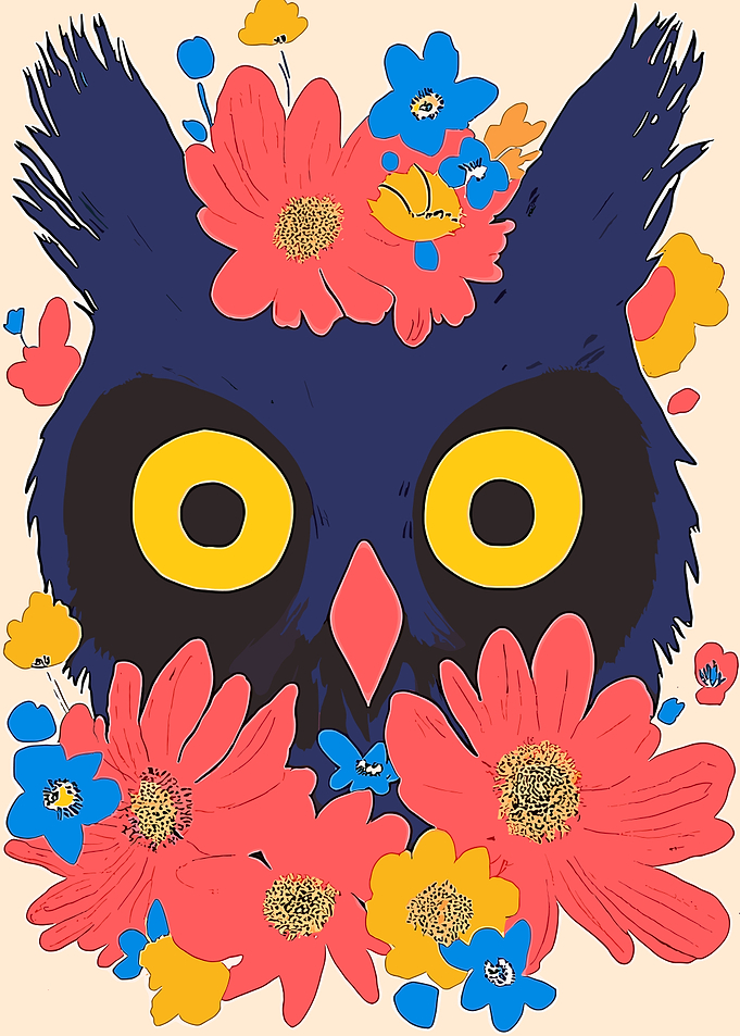 Owl with Flowers