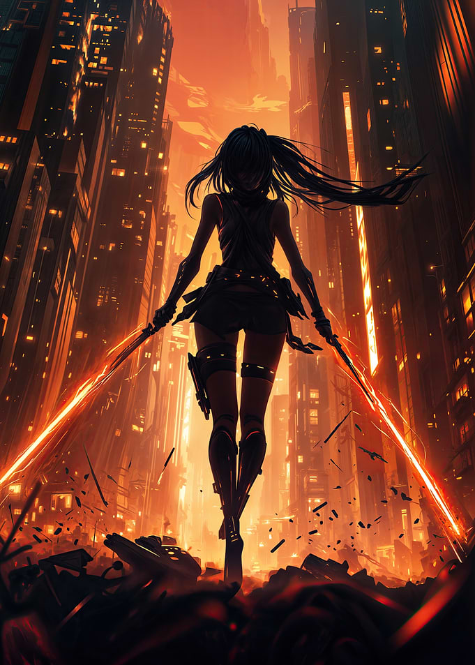 Cyberpunk Anime Warrior