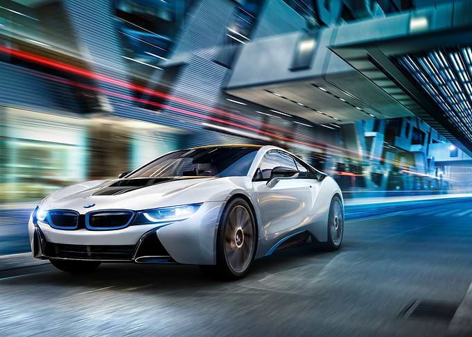 BMW i8 Speeding Through City