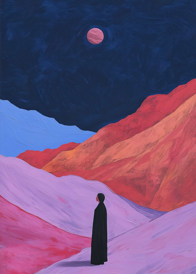 Silhouette in a Dreamy Landscape