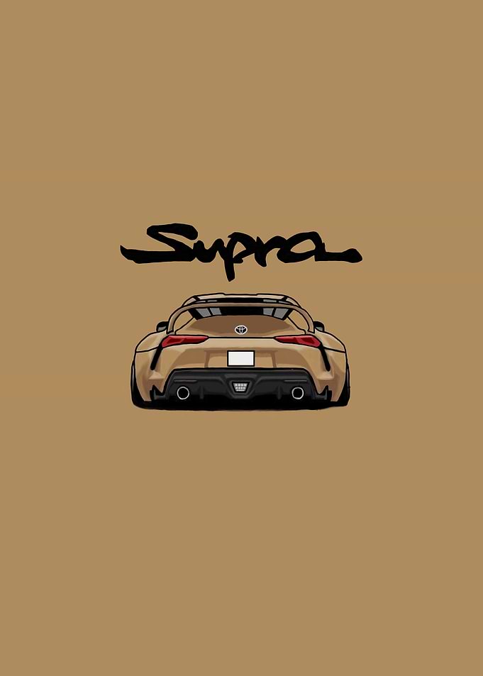 Beige Toyota Supra simple car artwork
