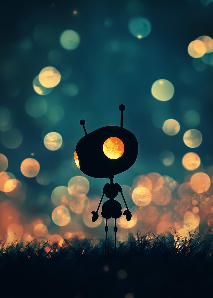 Silhouette Robot in Lights