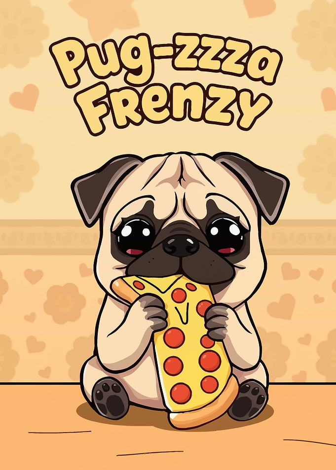 Pug Eating Pizza