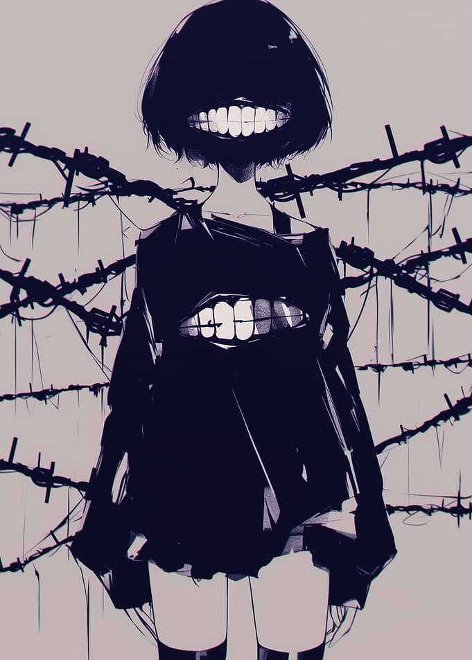 Anime Girl with Barbed Wire