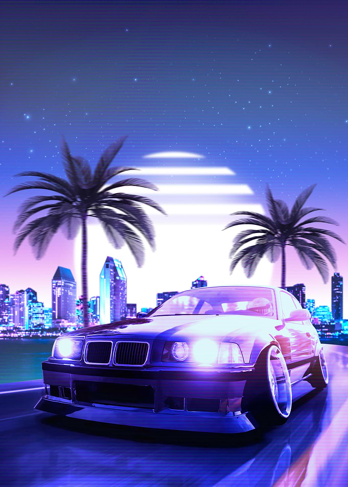 BMW E36 Retro Car Synthwave