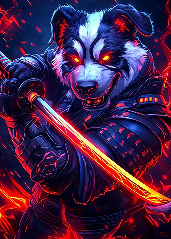 Bernard Dog Samurai Warrior Animal