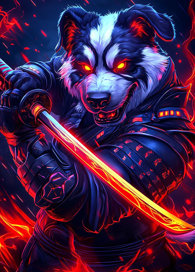 Bernard Dog Samurai Warrior Animal