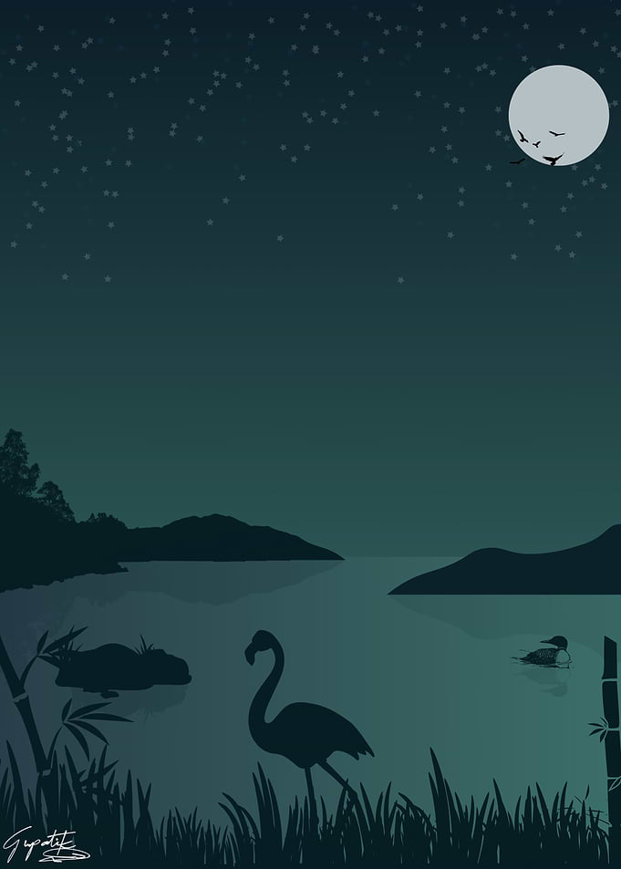 Nighttime Lake Scene