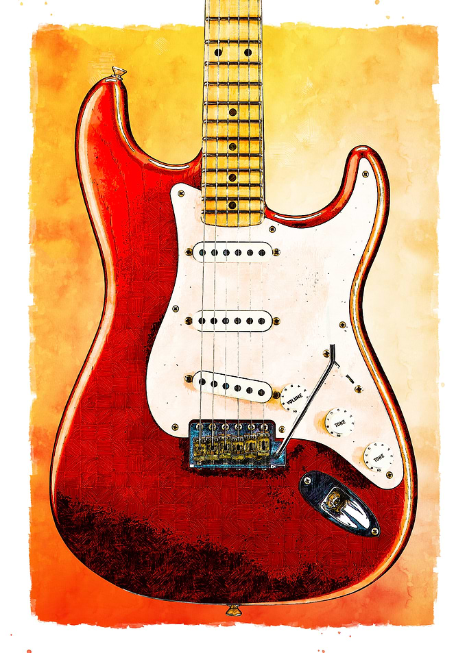 Fender Guitar Stratocaster Watercolor