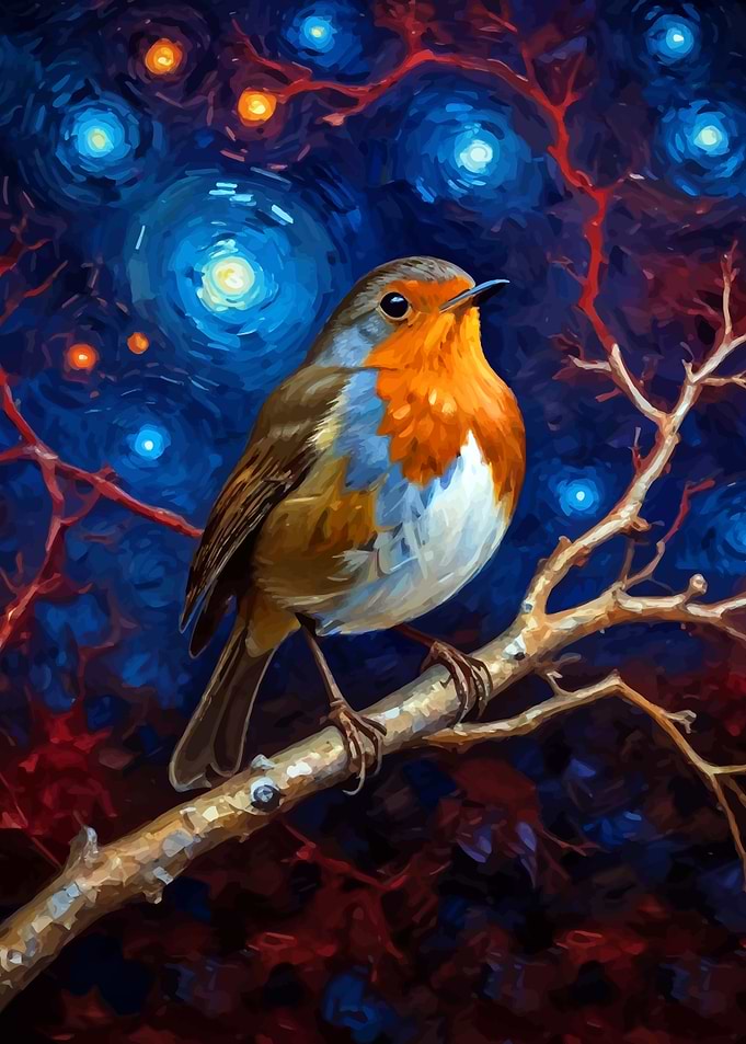 Robin in Starry Night