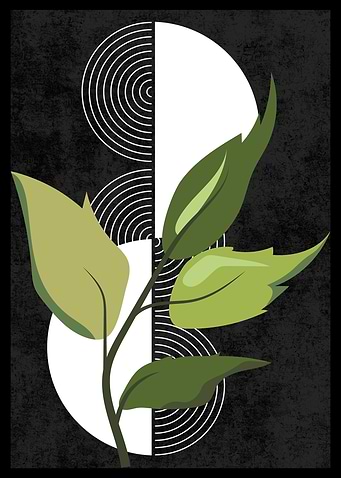 Green Leaves Abstract Art