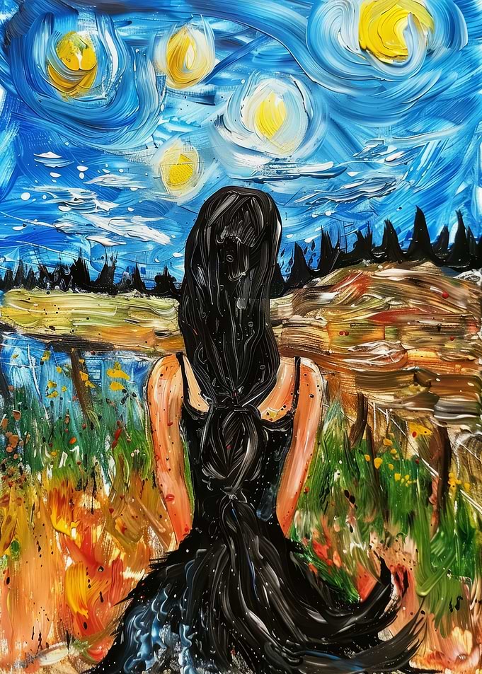 Starry Night Black Swan